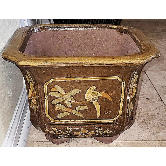 1970s Chinese Drip Glaze Planter Pot For Sale - Image 4 of 5