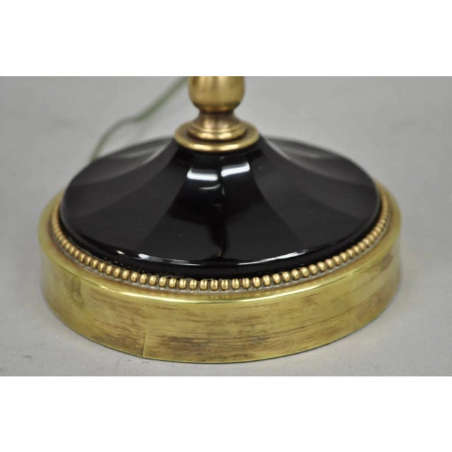 Antique French Neoclassical Black Faceted Opalene Glass Urn Brass Table Lamp For Sale - Image 11 of 13