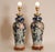 Mid 20th Century Famille Rose Vase Lamps Chinese Porcelain Blue Fond Oriental Table Lamps - A Pair For Sale - Image 5 of 14