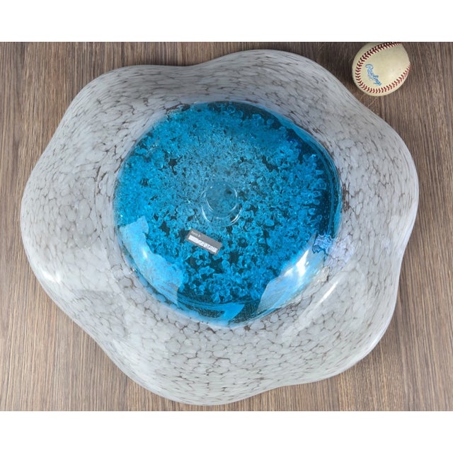 2020s Viz Glass Aqua Frost Large Hard Candy Wall Art Platter, 7328bir 20.5" Blue For Sale - Image 5 of 13