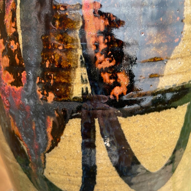 Ceramic Brown Mid Century Glazed Stoneware Ceramic Signed Pitcher For Sale - Image 7 of 8