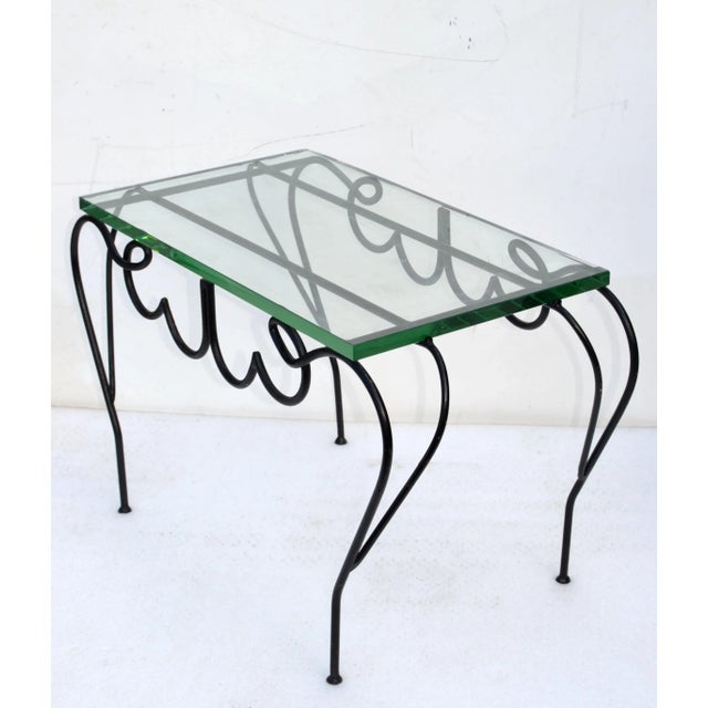 René Prou Iconic Black Iron & Glass French Side, End Table Mid-Century Modern For Sale - Image 12 of 13