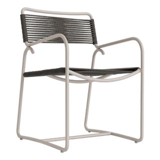 Brown Jordan Walter Lamb Aluminum Arm Chair, Dove frame with Coal fabric For Sale