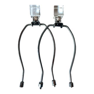 Mid-Century Lucite Lamp Finials & Harps-a Pair For Sale