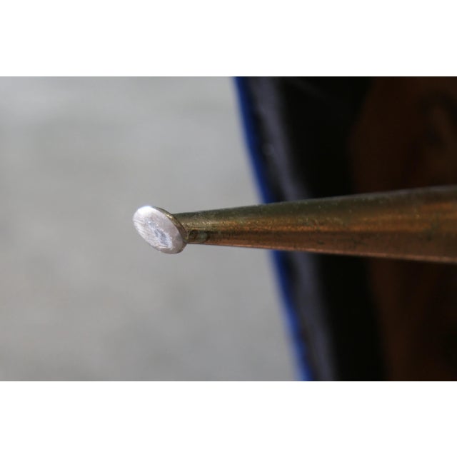 1950s Henry P Glass Swivel Lounge Chairs Blue Mohair on Brass Legs Jl Chase Co. - A Pair For Sale - Image 12 of 12