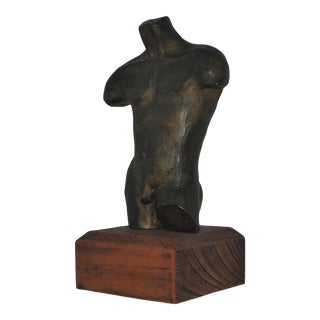Mid 20th Century Studio Male Torso Plaster Study Sculpture For Sale