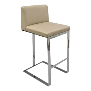 Savor Royce Metal Chrome Bar Stool Caress Taupe Leather Century Furniture