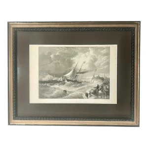 Vintage Engraving the Landing of Prince Albert From the Royal Collection Artist: w.a. Knell Pinx Framed