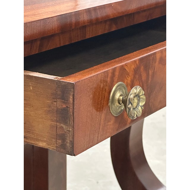 Antique French Empire Style Flame Mahogany Console Table With Mirror. For Sale - Image 4 of 12