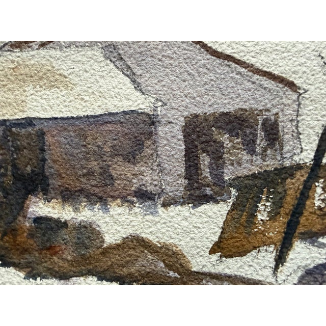 Gray 1940s Modern Impressionist Winter Landscape Painting Signed For Sale - Image 8 of 15