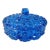 Mid-Century Lazer Blue Cut Glass Lidded Divided Bowl For Sale