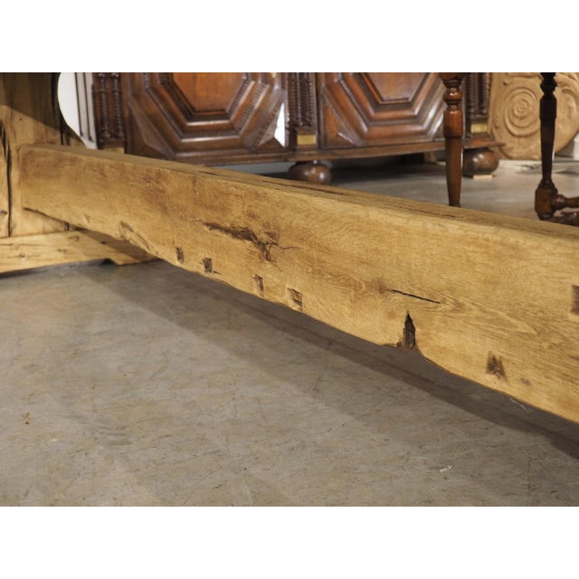 Wood Antique French Bleached Oak Beam Stretcher Dining Table, Late 19th Century For Sale - Image 7 of 18