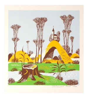 Landscape - Original Screen Print by T.P. Rvat - 1974 1974