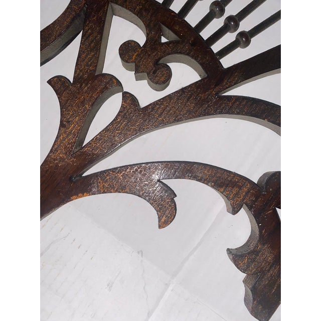 Late 19th Century Late 19Th Century Original Salvaged Chicago Varnished Oak Wood Asymmetrical Wall-Mount Victorian Fretwork For Sale - Image 5 of 11