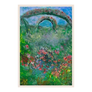 "Garden in Bloom" Original Kim Ahonoukoun Floral Oil Painting on Canvas From the Secret Garden Collection For Sale
