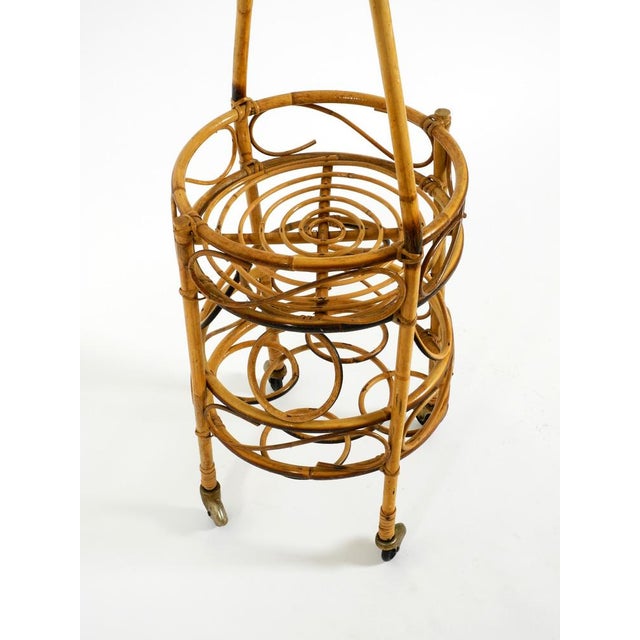 Mid-Century Italian Bar and Serving Trolley Made of Bamboo with Wheels, 1950s For Sale - Image 10 of 18