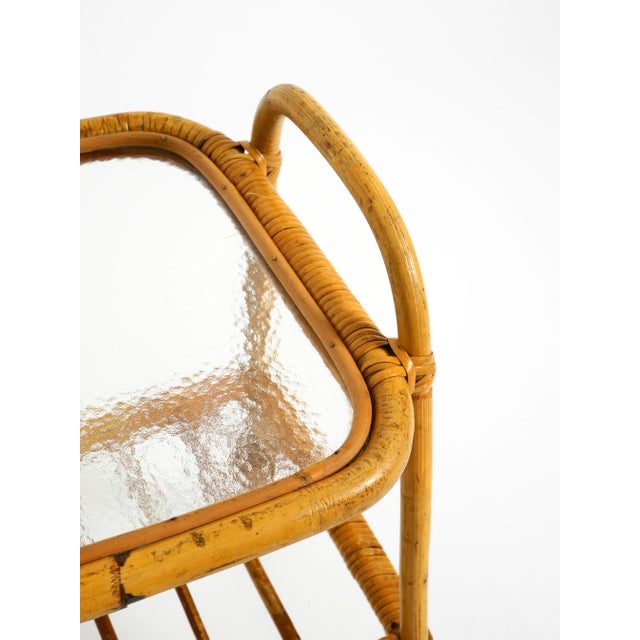 Italian Bamboo Side Table with Iced Glass Top, 1960s For Sale - Image 14 of 18