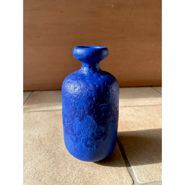Studio Ceramic Art Vase with Blue Lava Glaze by Hartwig Heyne for Hey Keramik, West Germany, 1970s For Sale - Image 9 of 16