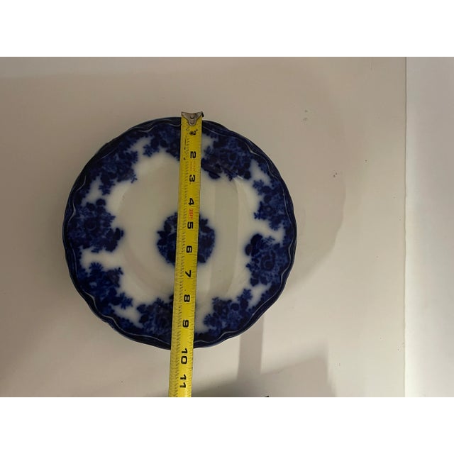 Antique Flow Blue Dinner Plates - Waldorf Blue and White Porcelaiin - Set of 4 For Sale - Image 4 of 6