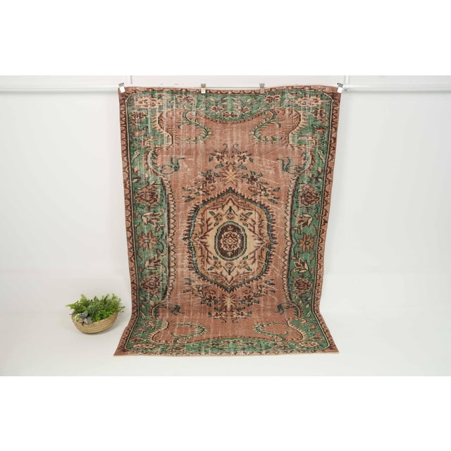 1970s Vintage Turkish Handmade Wool Cotton Beige Area Rug For Sale In San Francisco - Image 6 of 12