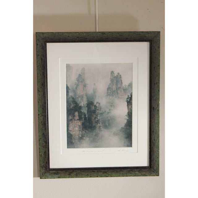 Quality Custom Framed Photograph by Keith Liang (American, B. 20th C.), 'Mt. Tian Zi in Mist', Titled and Signed