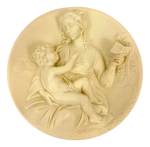 Italian Hand-Carved Alabaster Wall Plate Madonna Serena by A. Santangela for Studio Dante Di Volteradici, 1979