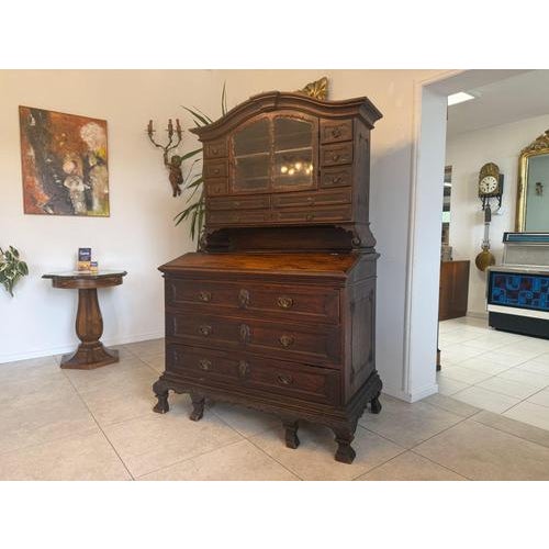 Baroque Oak Secretaire with Top Cabinet For Sale - Image 4 of 18
