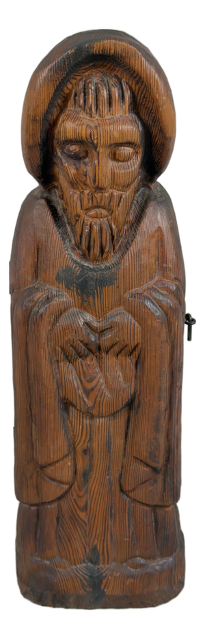 Monk or Friar Bottle Holder Sculpture in Carved Wood, 1960s