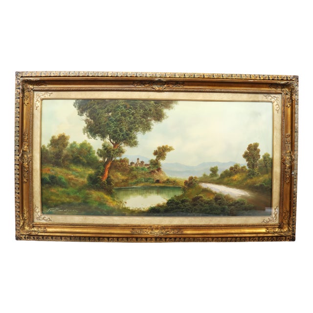 Toni Bordignon, Venetian Landscape, Oil on Canvas, Framed For Sale