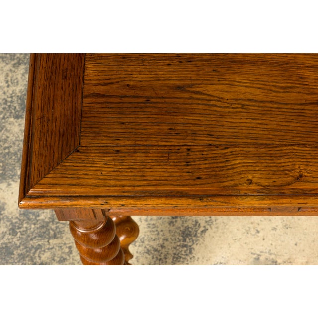 Wood Late 19th Century French Louis XIII Oak Writing Desk With Barley Twist Legs For Sale - Image 7 of 18