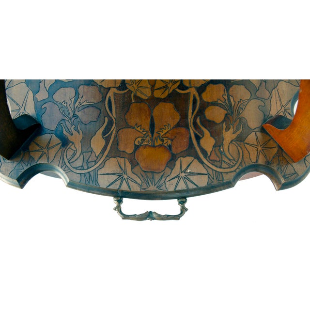 Brown Art Nouveau Engraved Tea Table For Sale - Image 8 of 8