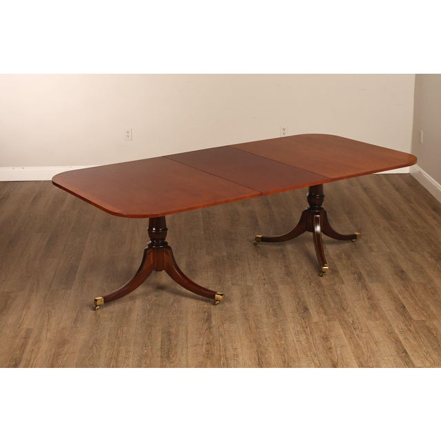 Traditional Federal Style Double Pedestal Mahogany Dining Table For Sale - Image 3 of 18
