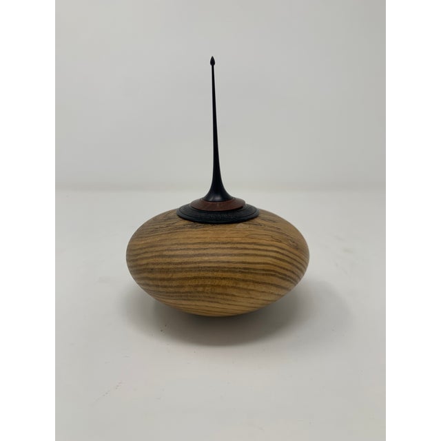 Vintage Wooden Vessel With Pointed Lid For Sale - Image 4 of 11
