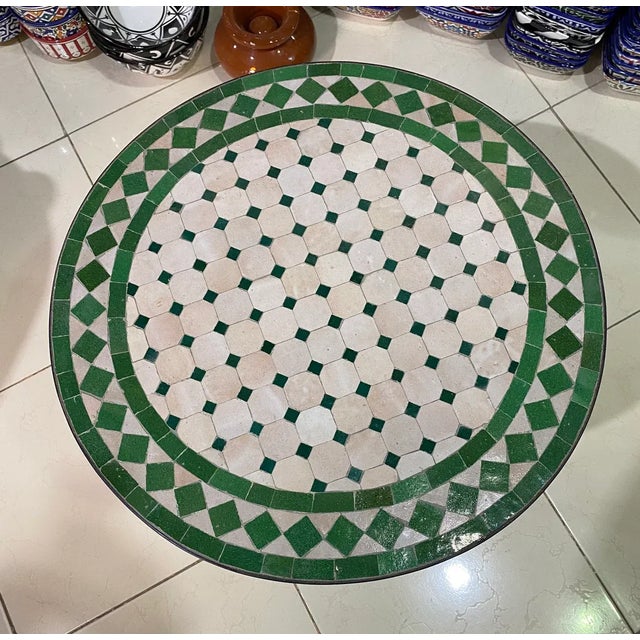 tiles table for An indoor / outdoor glazed Moroccan mosaic table, A very simple style, but with great handcraftsmanship....