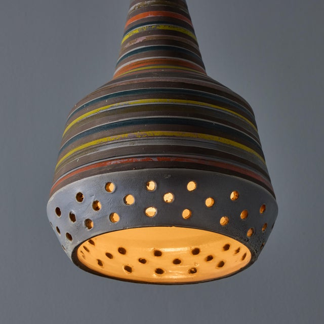 1950s Aldo Londi Ceramic Bitossi Pendant Lamp for Raymor For Sale - Image 9 of 17