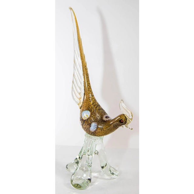 Glass Italian Murano Art Glass Pheasant Bird Sculpture 1960s For Sale - Image 7 of 12