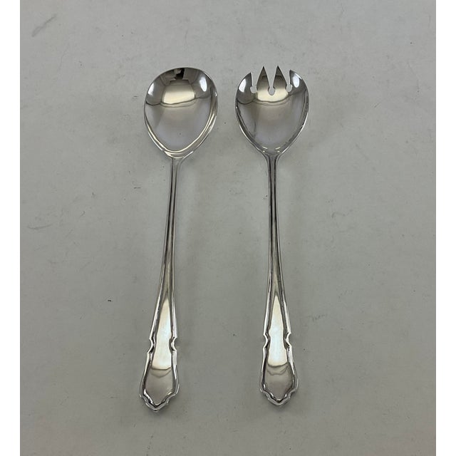 "Silver Salad Servers, Du Barry Pattern : Du Barry- Size : 10 1/4 in. Made in Sheffield-England by Frank Cobb & Co in...