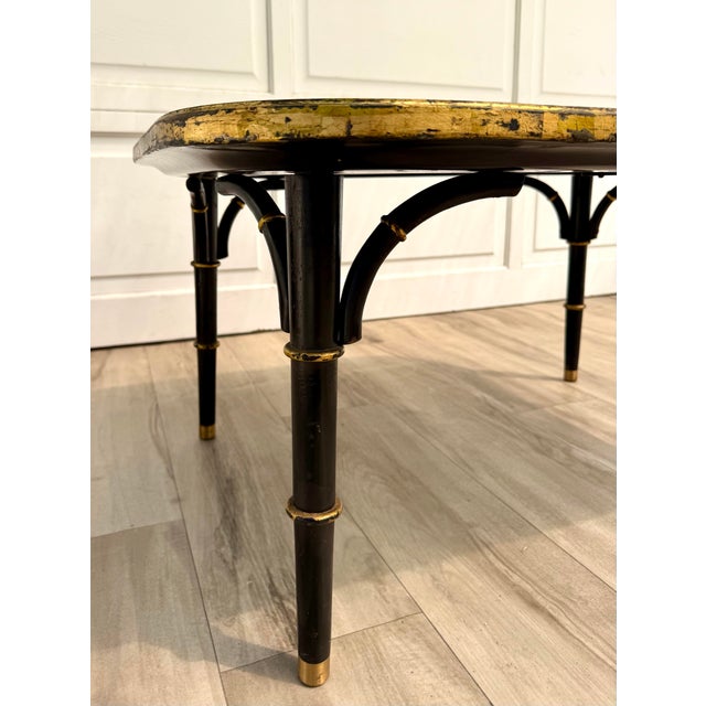 Chinoiserie English Faux Bamboo Black Lacquer & Gilt Coffee Table, Signed Zoltowski For Sale In Los Angeles - Image 6 of 15