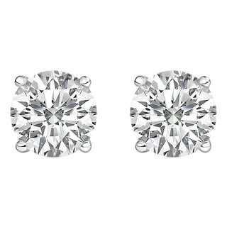 14K White Gold 5.0 Cttw Round Lab Grown Diamond Solitaire Stud Earrings with Screw Backs (F-G Color, VS2-SI1 Clarity) For Sale