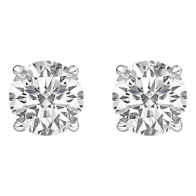 14K White Gold 5.0 Cttw Round Lab Grown Diamond Solitaire Stud Earrings with Screw Backs (F-G Color, VS2-SI1 Clarity) For Sale