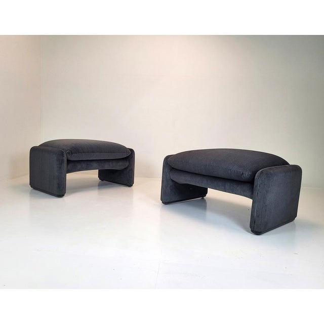 Authentic Maralunga ottoman designed by Vico Magistretti for Cassina, upholstered in its original fabric (no longer...