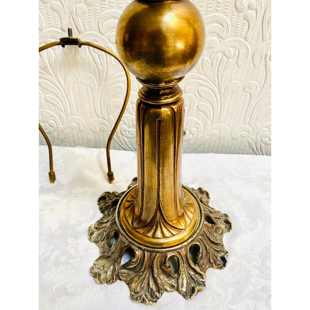 Vintage Mid Century Hollywood Regency Bronzed Palm Tree Lamp For Sale - Image 11 of 13