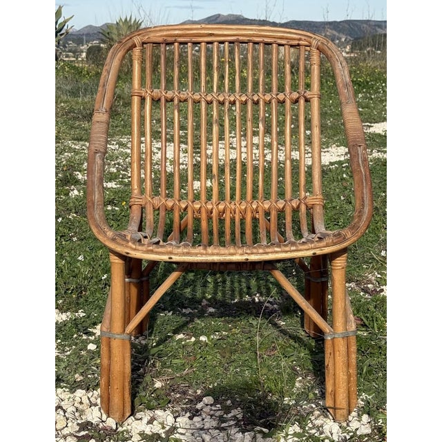 Vintage French Rattan Armchairs, 1960s, Set of 3 For Sale - Image 11 of 12