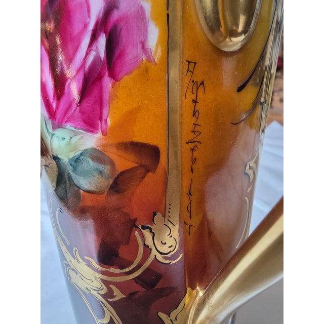 Ceramic Antique Pickard T &V Hand Painted Limoges Pitcher For Sale - Image 7 of 10