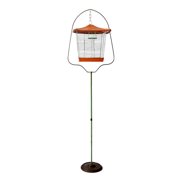Mid-Century Bird Cage With Stand For Sale