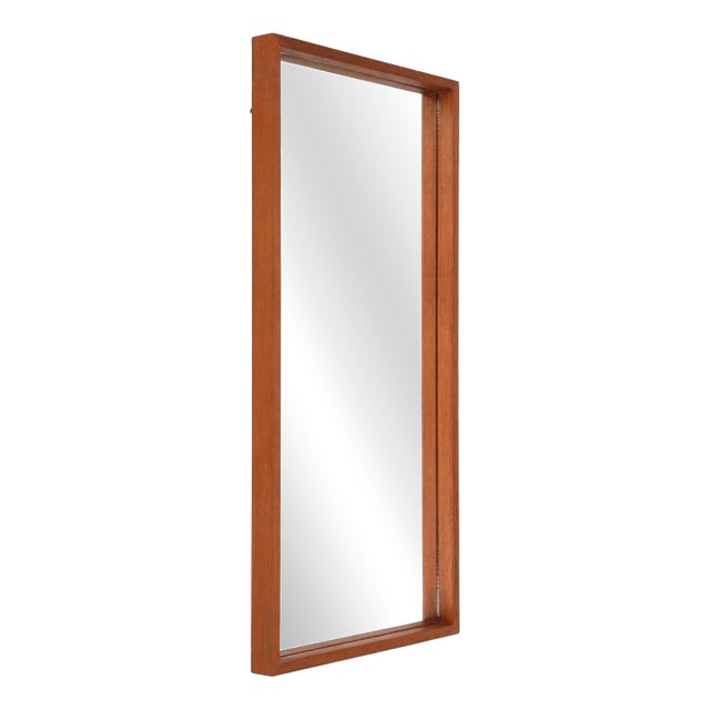 Mid-Century Danish Minimalist Teak Wall Mirror, 1970s For Sale