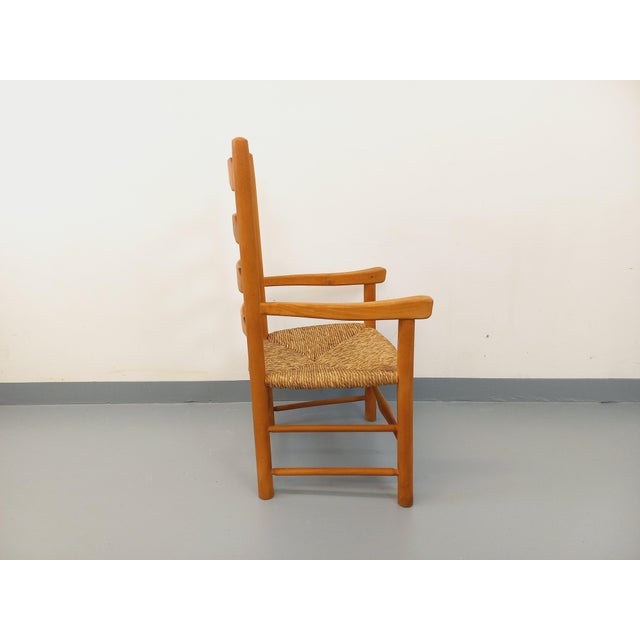 Vintage Armchair in Beech Wood and Straw, 1960s For Sale - Image 6 of 11