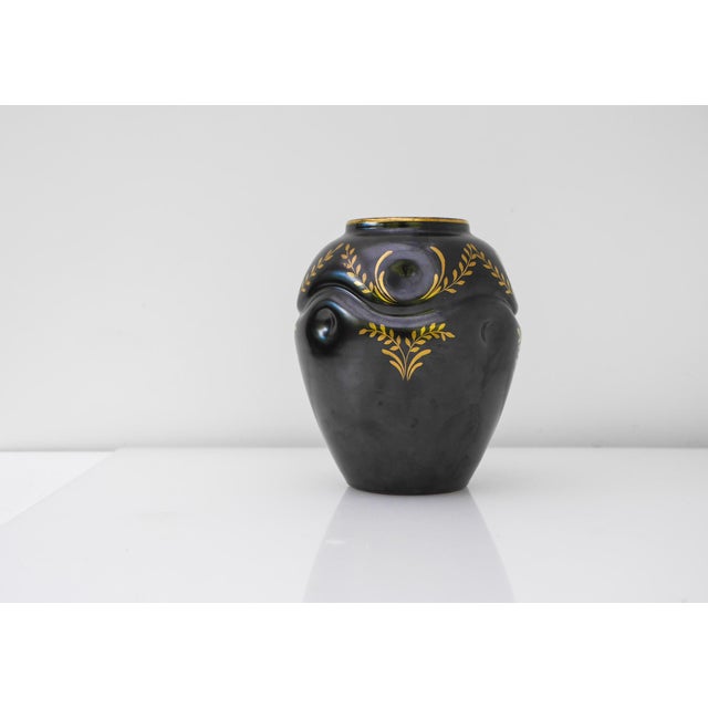 Black Swedish Grace Art Deco Vase by Harald Östergren for Upsala Ekeby, Sweden, 1930s For Sale - Image 8 of 16