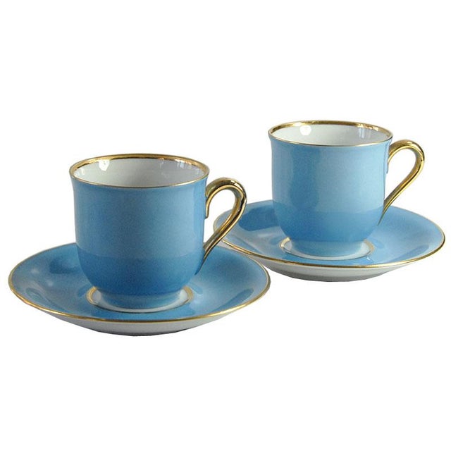 Blue & Gold Coffee Cups from Oskar Schaller Bavaria, Germany, 1950s, Set of 4 For Sale - Image 11 of 11