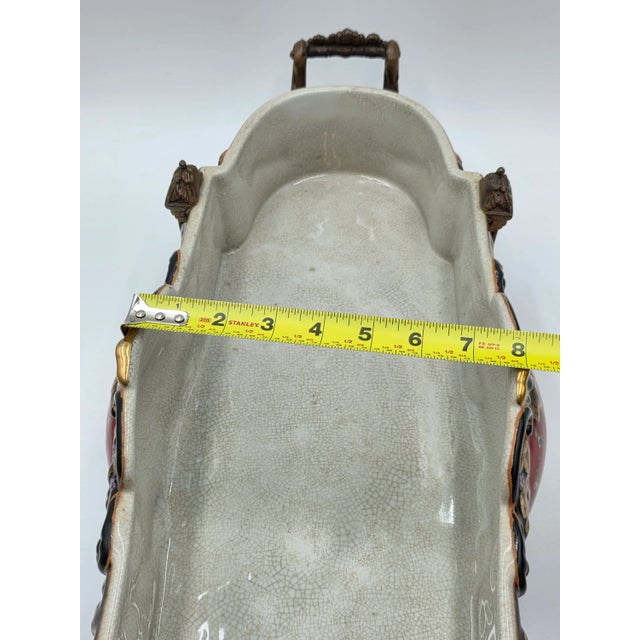 Antique XL Castilian Porcelain Bronze Bowl Centerpiece Clawfoot Floral Victorian For Sale - Image 15 of 15